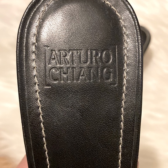 Arturo Chiang Square Toe Leather Wedge Slides GUC SZ 8 1/2 - Picture 8 of 10